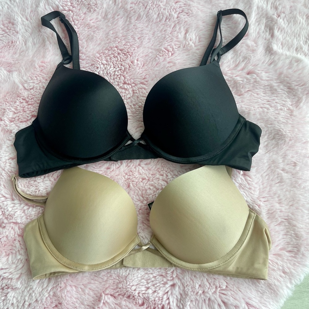 Bombshell Add-2-Cups Push-Up Bra (Black and Nude) 34A
